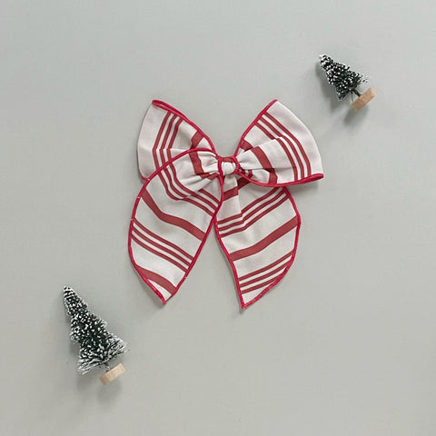 Candy Cane Stripe Crepe Fable Bow