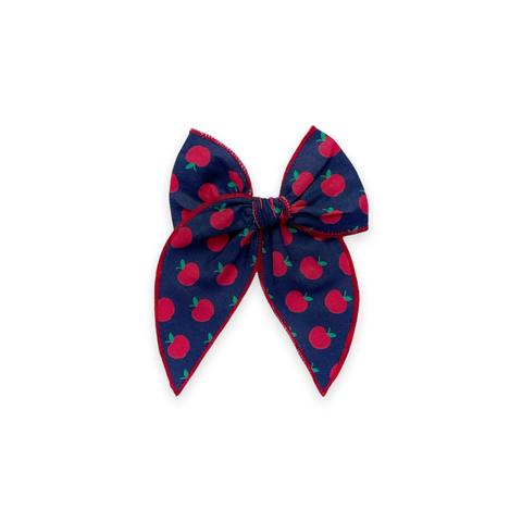 Navy Apple Print Fable Bow