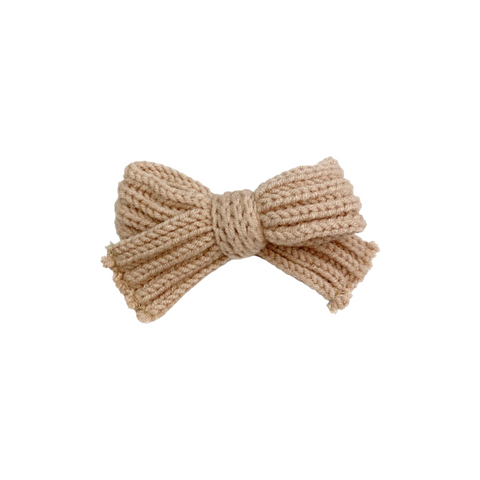 Beige Sweater Knit Bow