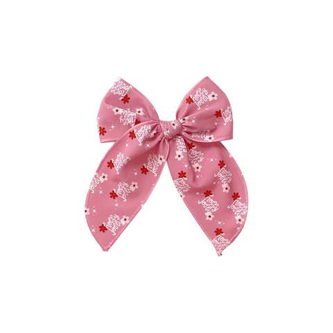 Pink Holly Jolly Fable Bow